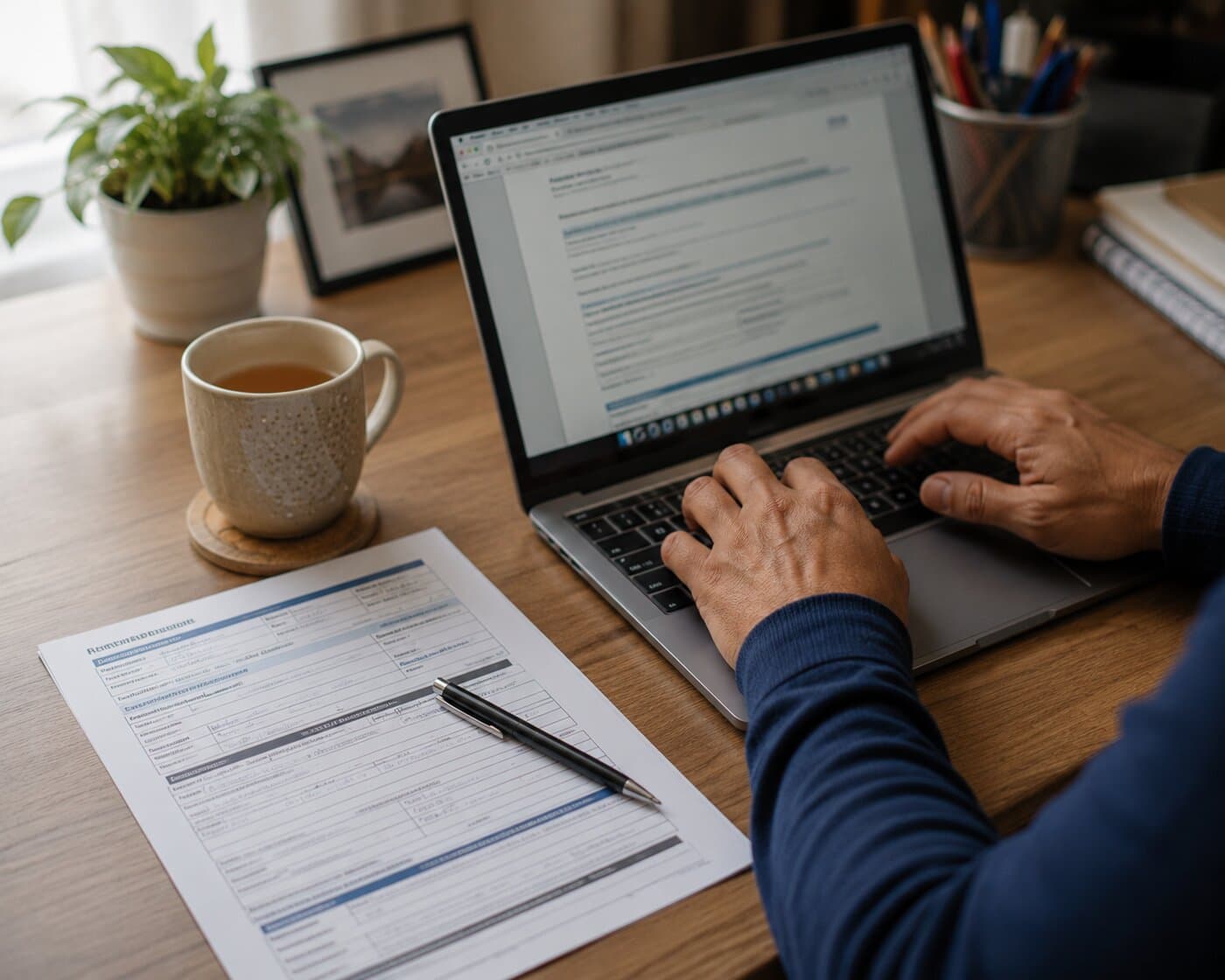 Copying personalised answers from a laptop into a printed PIP form